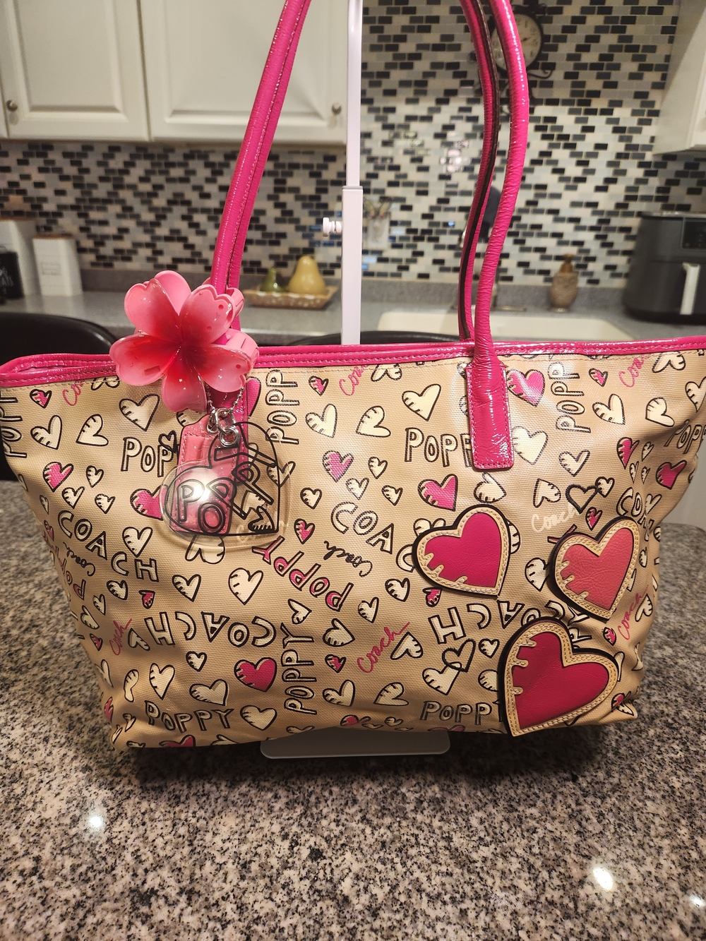 Coach Poppy Y2K Graffiti Heart Coated Canvas Tote (Style Number 16507)